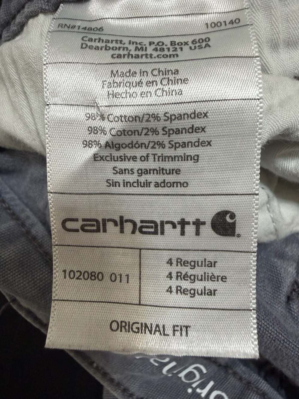 Carhartt Original Fit Gray Canvas Work Pants Carpenter Utility Size 4 Regular - Picture 5 of 8